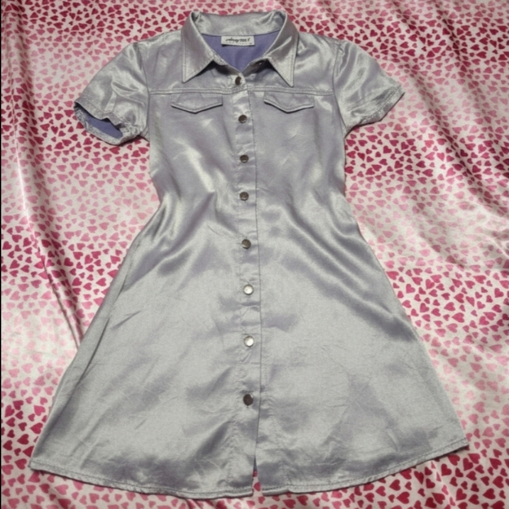 Vintage Byer California Silky Metallic Lavendar A-Line Dress For Girls XS